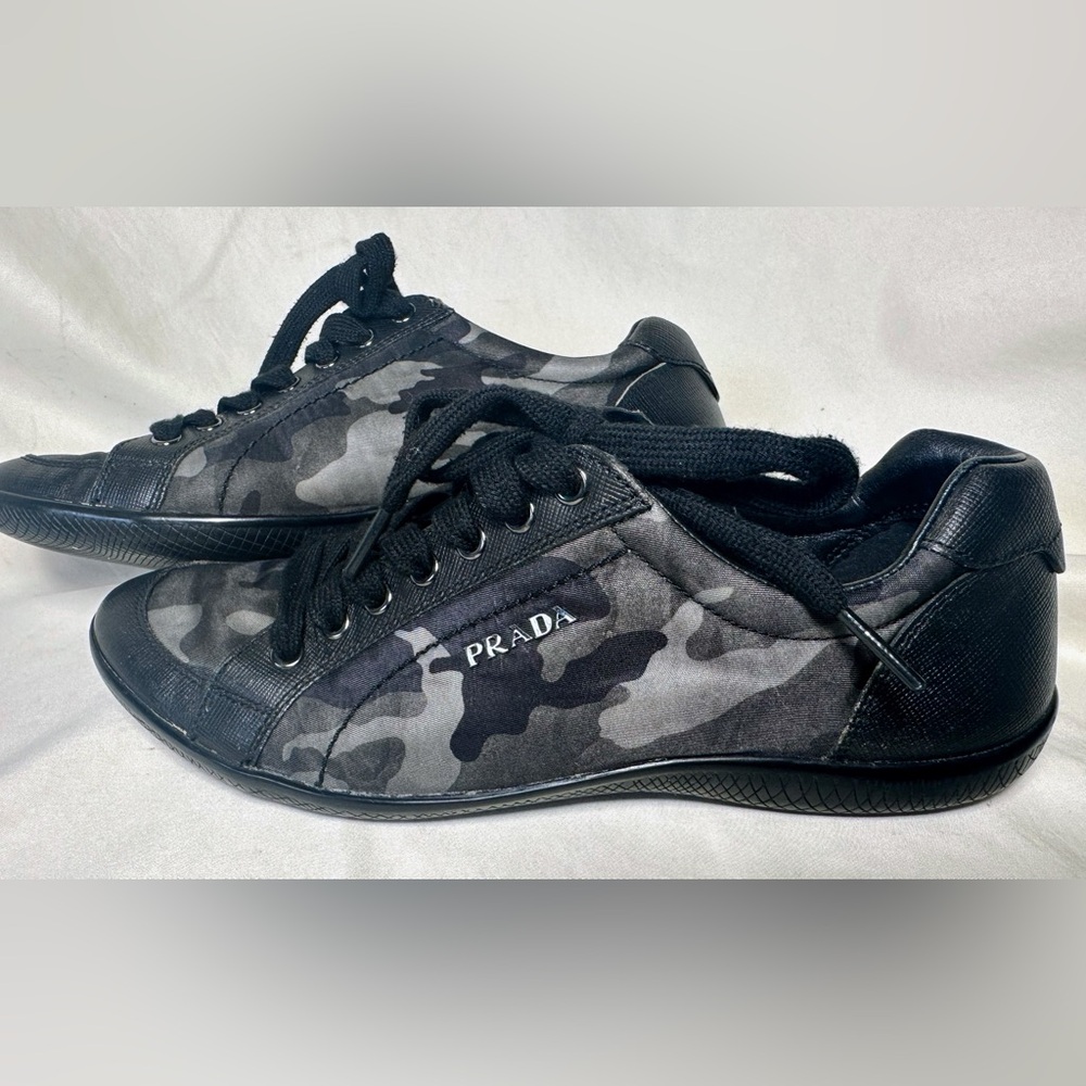 Prada Sport Camo Green Camouflage Low Top Sneaker EU 37, US 7, UK 4